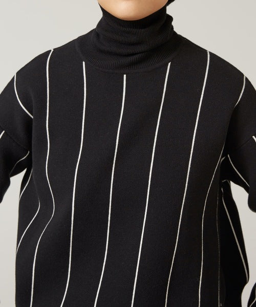STRIPE TURTLE NECK KNIT TOP（MMK-057）| KAAM