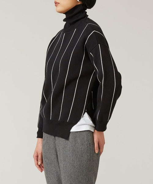 STRIPE TURTLE NECK KNIT TOP（MMK-057）| KAAM